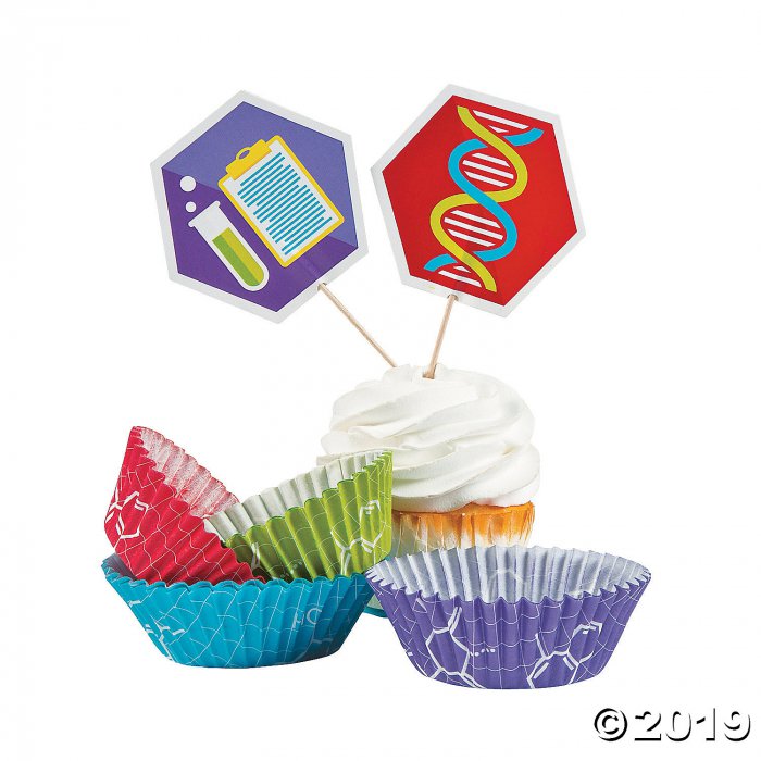 Science Party Cupcake Wrappers with Picks (1 Set(s))