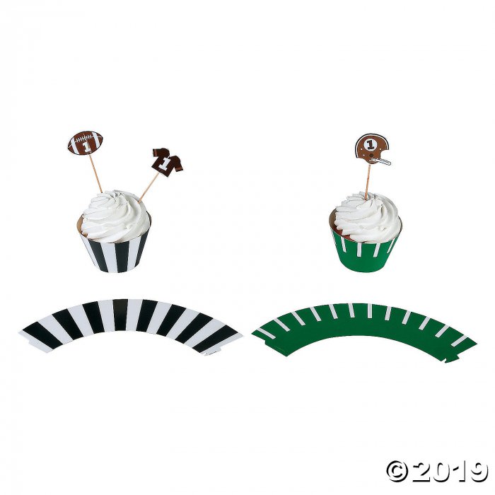 Football Party Cupcake Wrappers with Picks (1 Set(s))