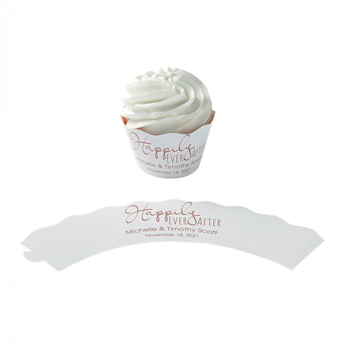 Personalized Happily Ever After Cupcake Wrappers (24 Piece(s))