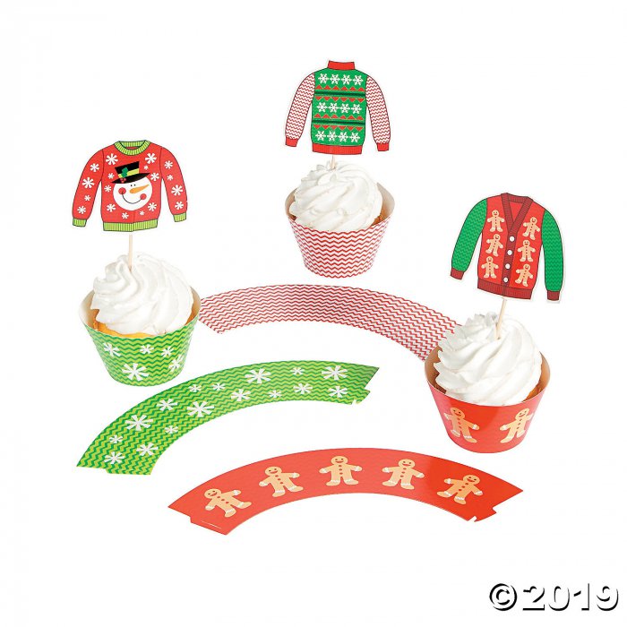Ugly Sweater Cupcake Wrappers with Picks (100 Piece(s))