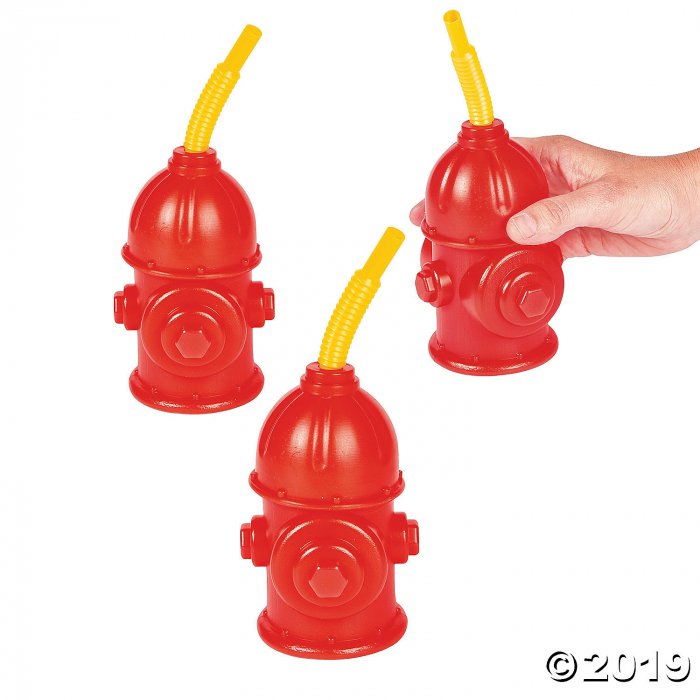 Fire Hydrant Cups with Straws (8 Piece(s))