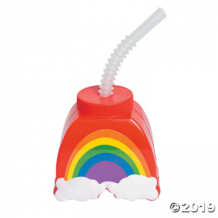 Rainbow Molded Cups with Straws (Per Dozen)