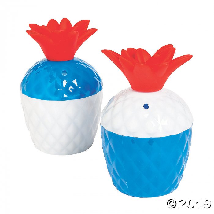 Patriotic Pineapple Plastic Cups with Lids (Per Dozen)