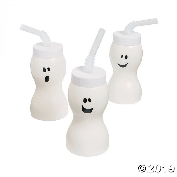 Molded Ghost Cups with Straws (Per Dozen)