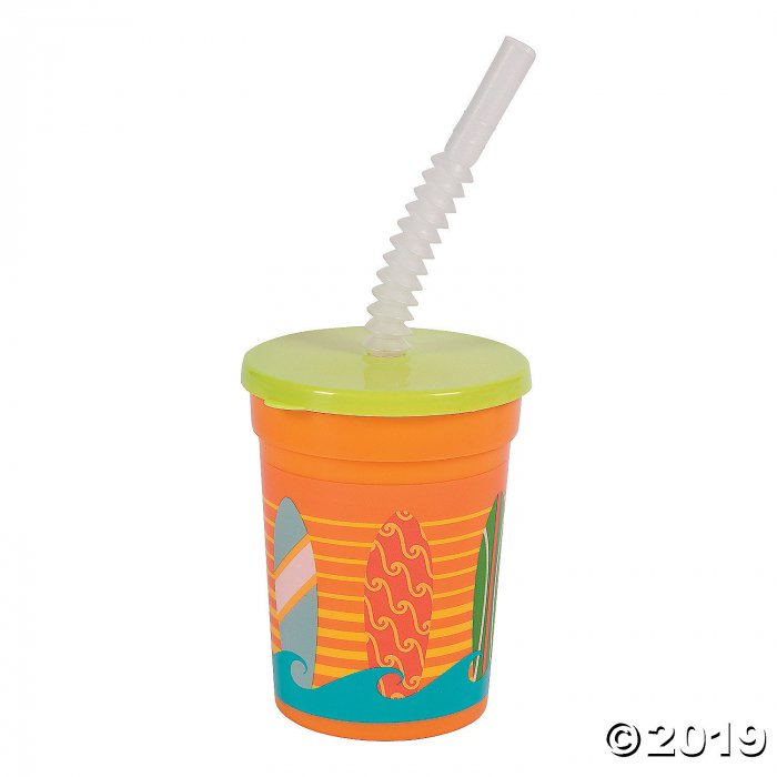 Surf's Up Cups with Straws (8 Piece(s))