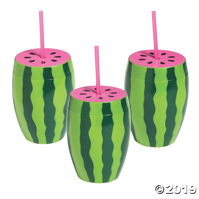 Watermelon Cups with Straws (6 Piece(s)) Watermelon Cups with Straws (6 Piece(s))