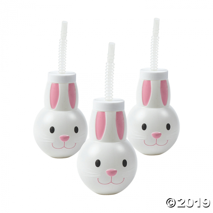 Bunny Head Cups with Straws (8 Piece(s)) Bunny Head Cups with Straws (8 Piece(s))