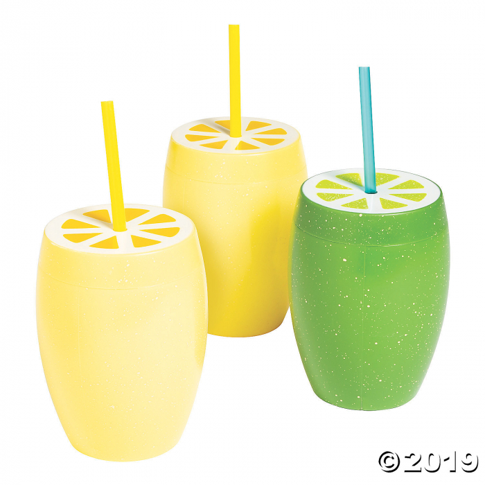 Lemon & Lime Cups with Straws (6 Piece(s)) Lemon & Lime Cups with Straws (6 Piece(s))