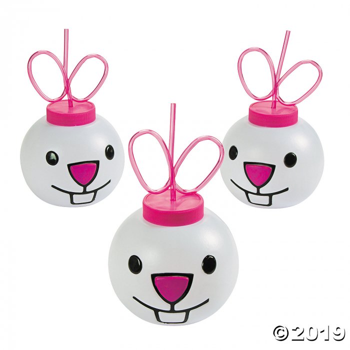 Easter Bunny Molded Cups with Straws (Per Dozen)