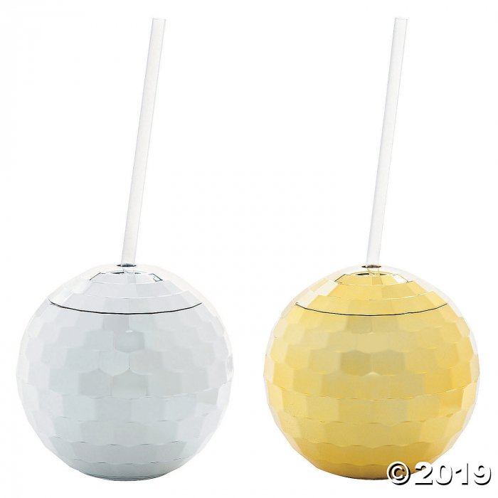 Silver & Gold Holiday Cups with Lids & Straws (1 Set(s))