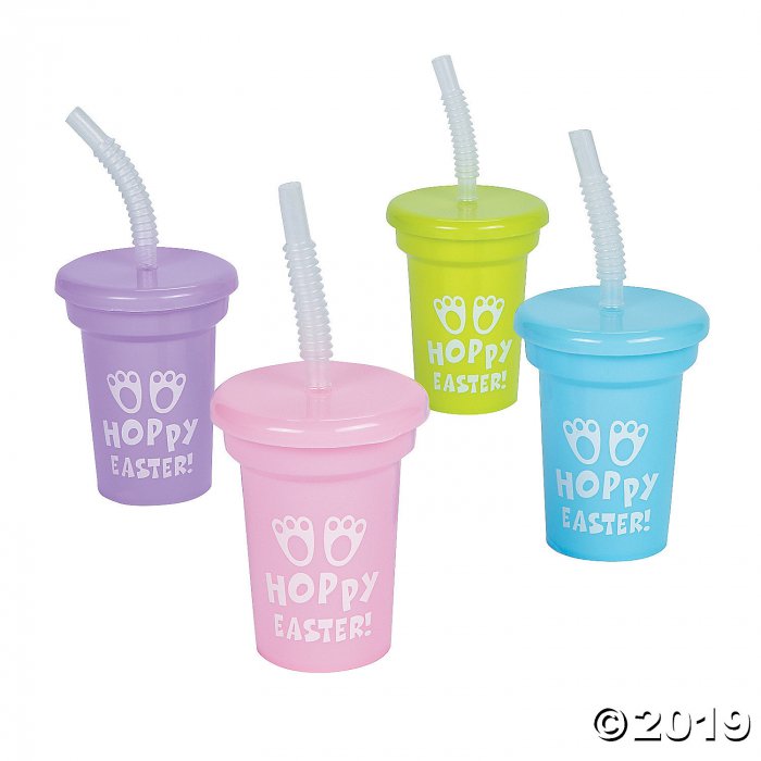 Easter Mini Cups with Lids & Straws (Per Dozen)