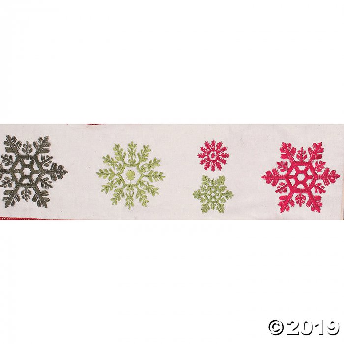 Vickerman 4" x 5Yd Red Green Snowflake Ivory Wired Ribbon (1 Piece(s))