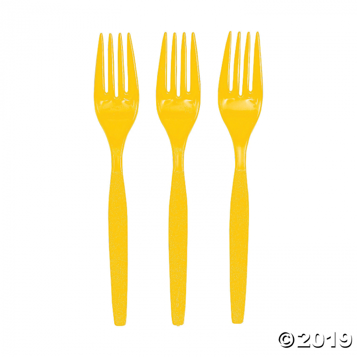 Lemon Yellow Plastic Forks (50 Piece(s)) Lemon Yellow Plastic Forks (50 Piece(s))