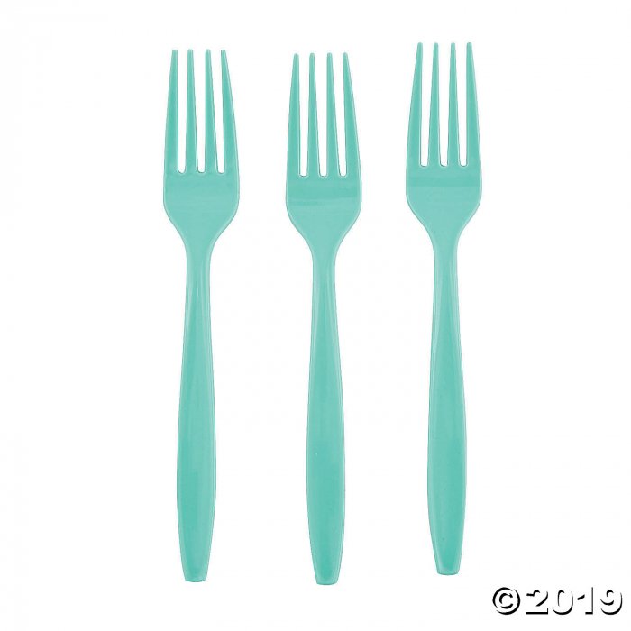 Fresh Mint Green Plastic Forks (24 Piece(s))