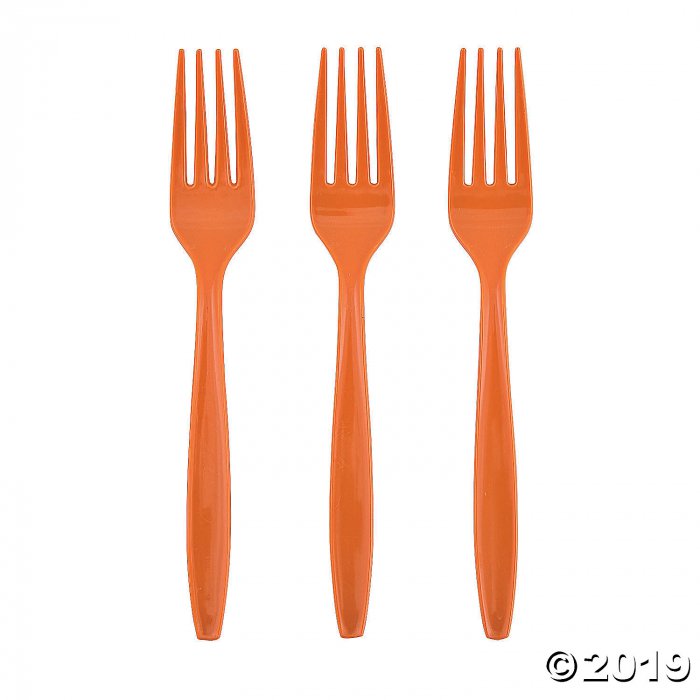 Pumpkin Spice Orange Plastic Forks (24 Piece(s))