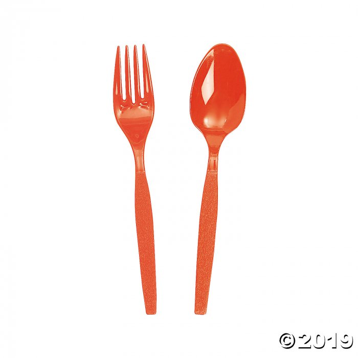 Plastic Orange Plastic Cutlery Set (16 Piece(s))