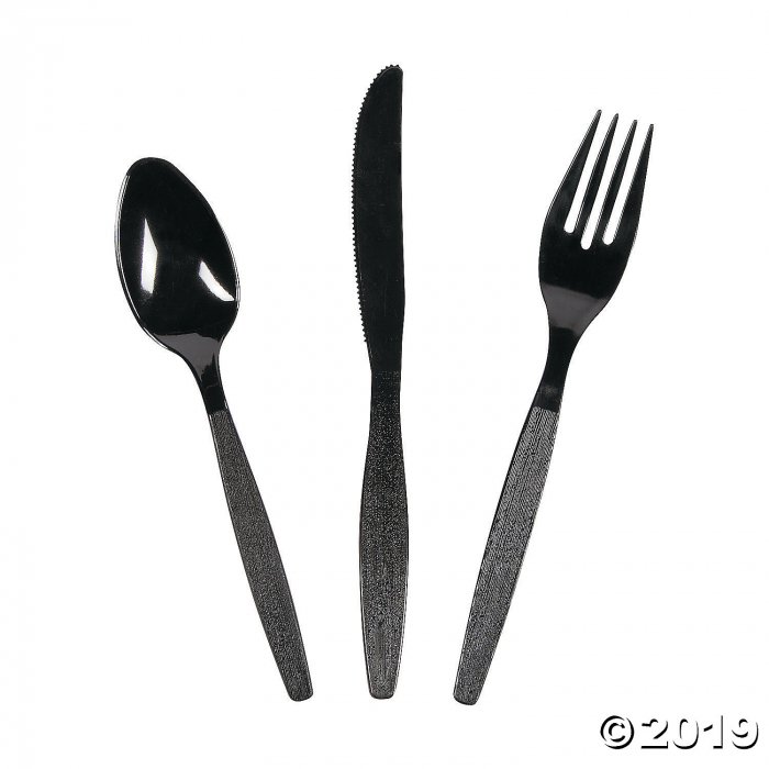 Black High Count Plastic Cutlery Set (1 Set(s))