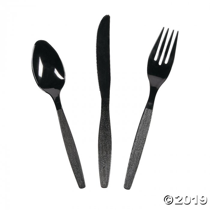 Black High Count Plastic Cutlery Set (1 Set(s))