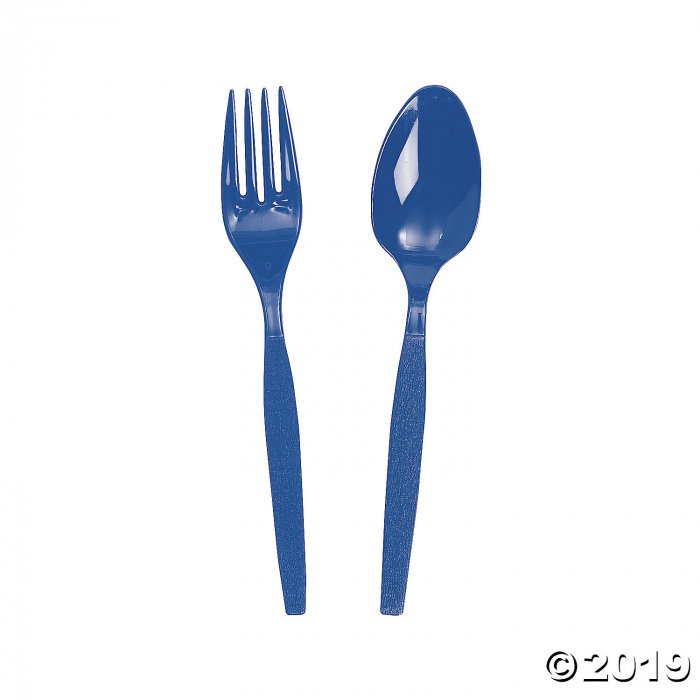 Blue Fork/Spoon Plastic Plastic Cutlery Set (16 Piece(s))