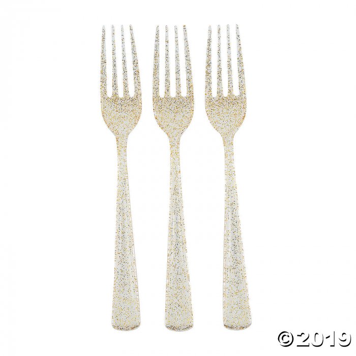Gold Glitter Premium Plastic Forks (48 Piece(s))