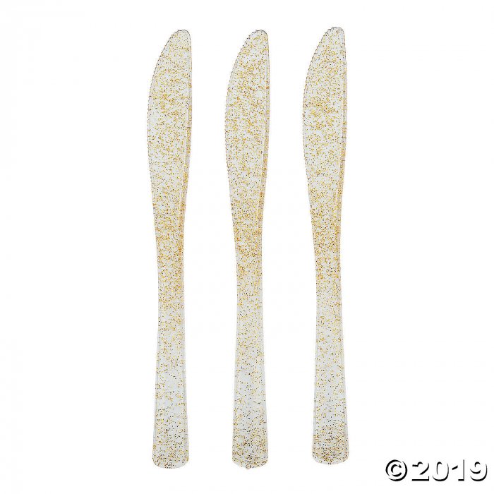 Gold Glitter Premium Plastic Knives (48 Piece(s))