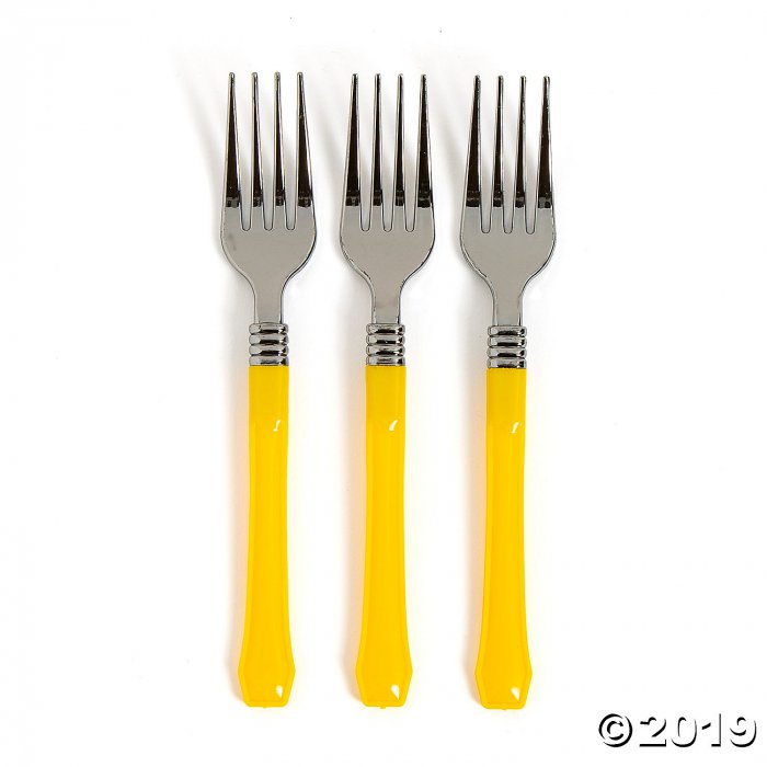 Yellow Premium Plastic Forks (20 Piece(s))