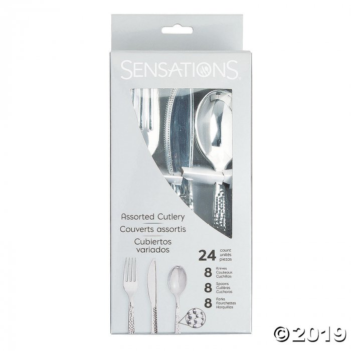 Silvertone Hammered Cutlery Set (24 Piece(s))
