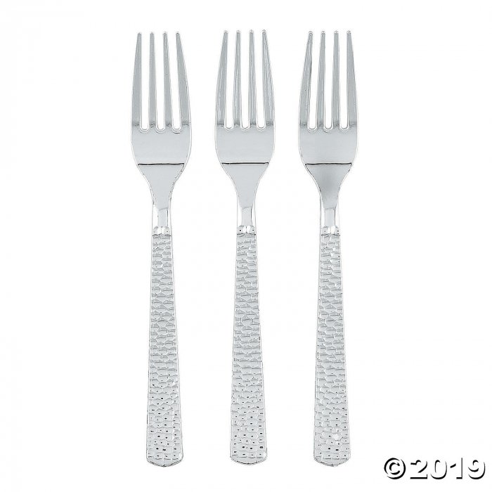 Silvertone Hammered Forks (20 Piece(s))