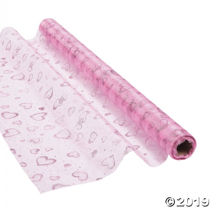 Pink Glitter Heart Fabric Roll (1 Roll(s))