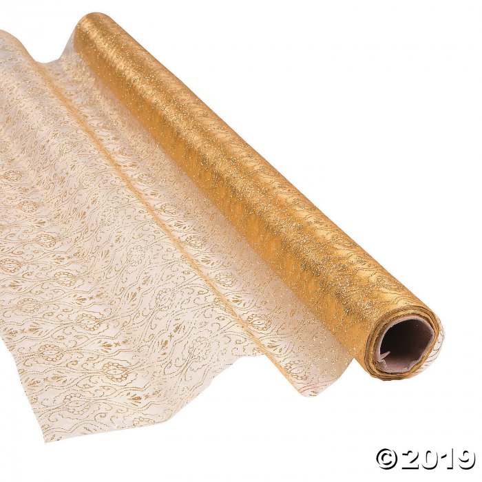 Gold Glitter Paisley Fabric Roll (1 Roll(s))