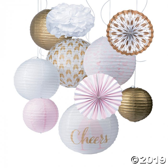 Cheers Pink & Gold Hanging Décor Kit (24 Piece(s))