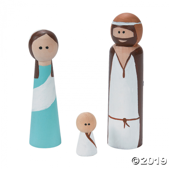 DIY Unfinished Wood Nativity Peg Dolls (18 Piece(s))