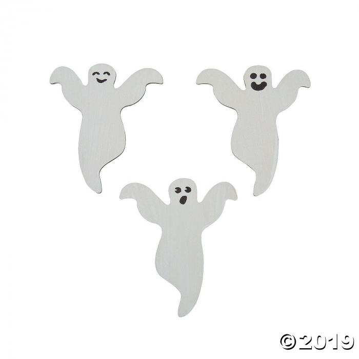 DIY Unfinished Wood Ghost Cutouts (Per Dozen)