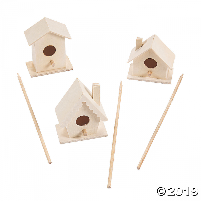 DIY Unfinished Wood Birdhouse Planter Sticks (1 Set(s)) | GlowUniverse.com