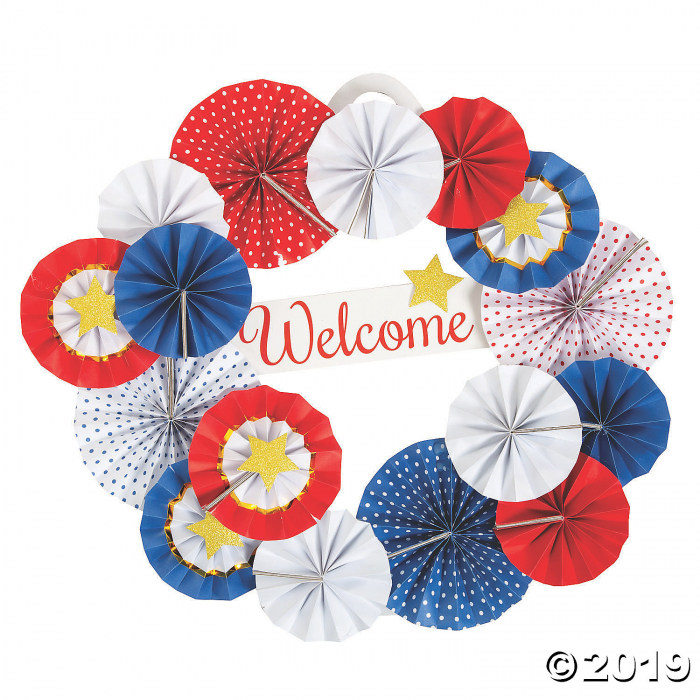 Patriotic Paper Fan Wreath Craft Kit (Makes 1)