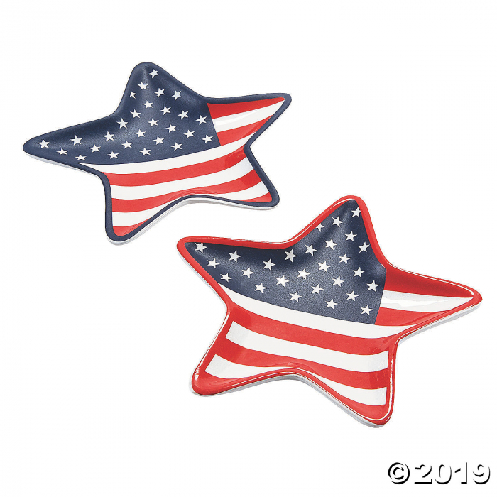 Mini Patriotic Star Ceramic Plates (1 Set(s))
