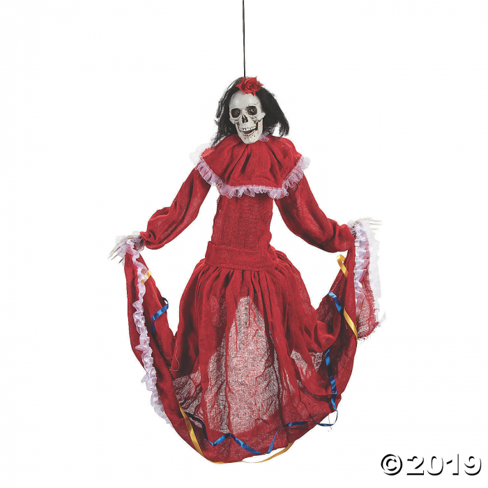 Animated Dancing Fiesta Beauty Skeleton Hanging Decoration (1 Piece(s))