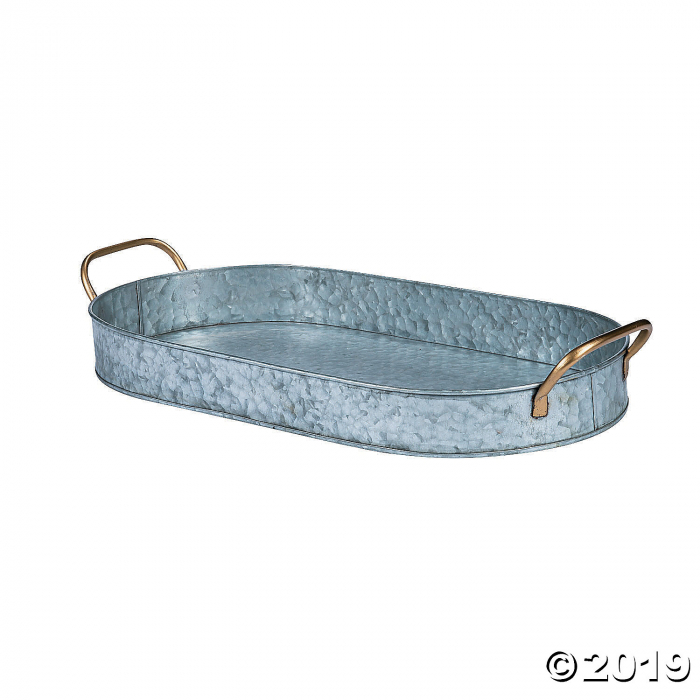 Large Galvanized Tray with Handles (1 Piece(s))