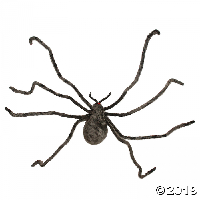 Grey Fuzzy Spider Halloween Decoration