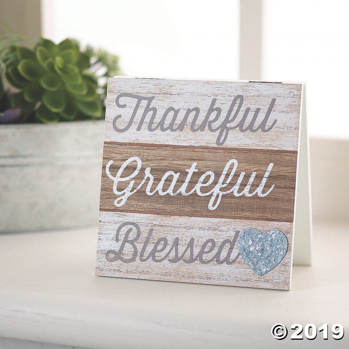 Thankful Grateful Blessed Tabletop Sign (1 Piece(s))
