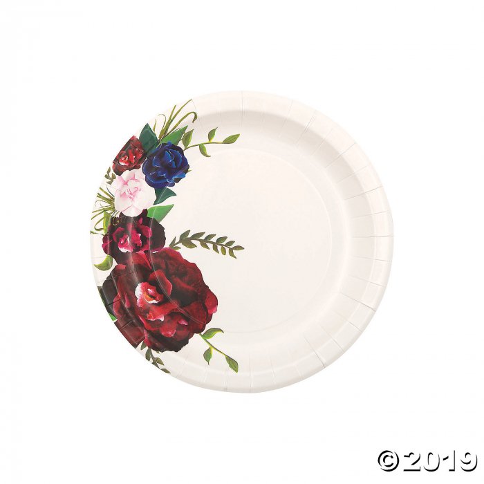Navy Floral Paper Dessert Plates (8 Piece(s))