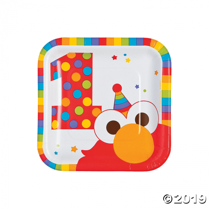Elmo Turns One Square Paper Dessert Plates (8 Piece(s))