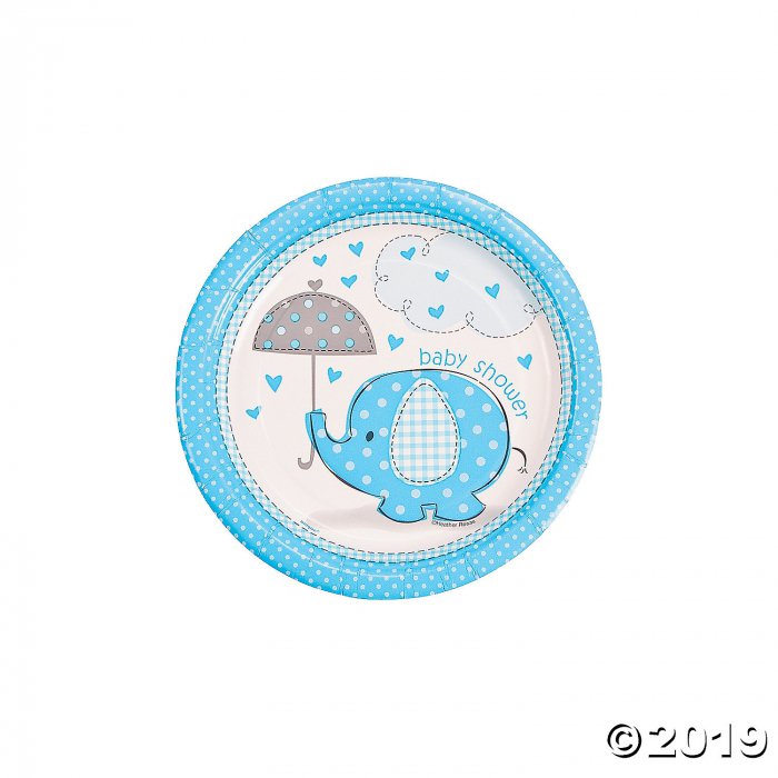 Umbrellaphants Blue Paper Dessert Plates (8 Piece(s))