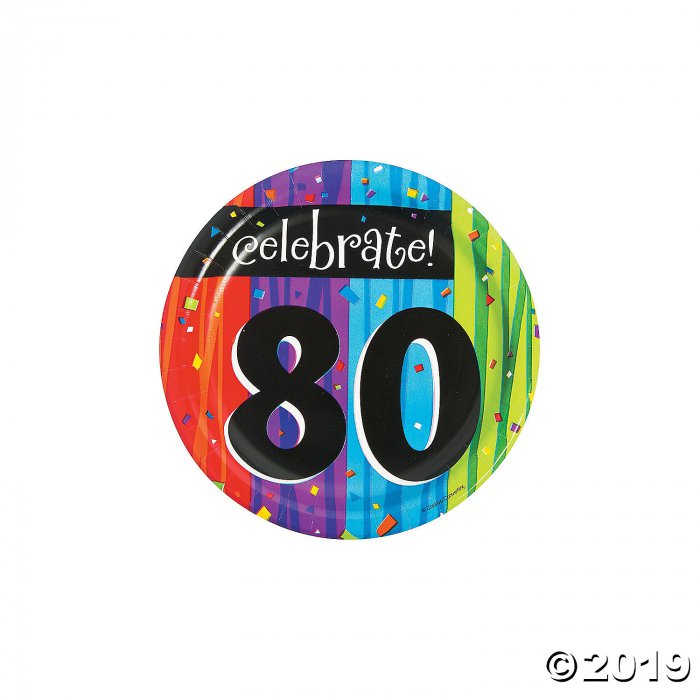 Milestone Celebration 80th Birthday Paper Dessert Plates (8 Piece(s))