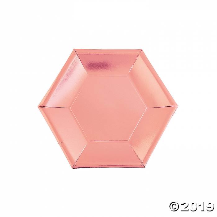 Rose Gold Metallic Hexagonal Dessert Plates (24 Piece(s))