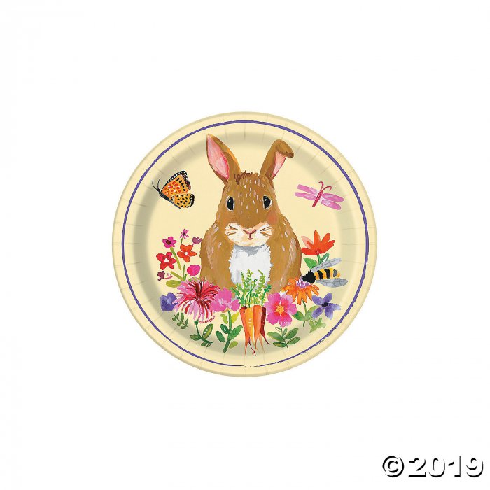 Floral Easter Bunny Paper Dessert Plates (8 Piece(s))