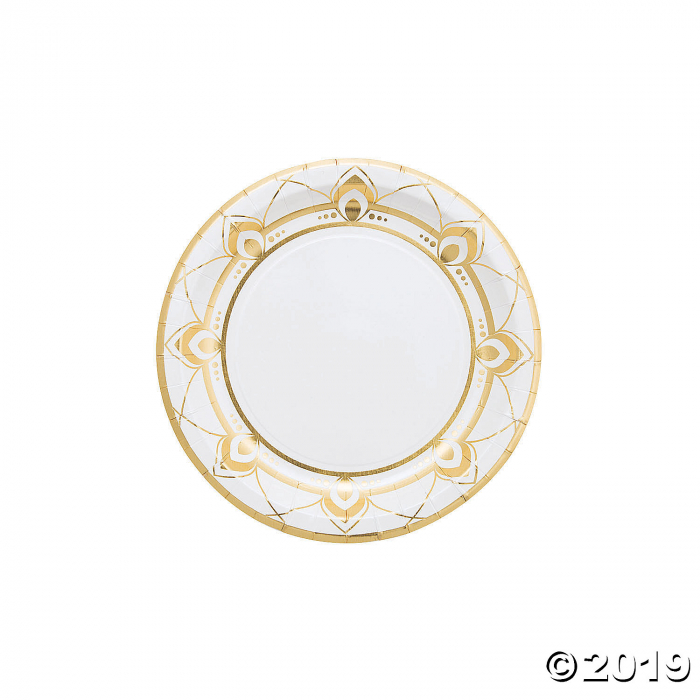 Gold Foil Peacock Paper Dessert Plates (8 Piece(s))