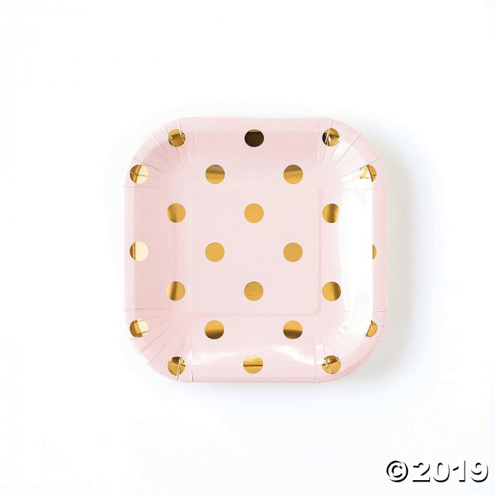 My Mind's Eye Blush Polka Dot Paper Dessert Plates (Per Dozen)