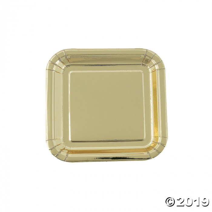 Gold Foil Square Paper Dessert Plates (8 Piece(s))
