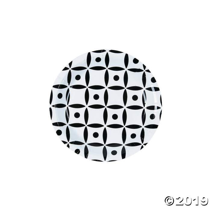 Black Geometric Dessert Paper Plates (8 Piece(s))